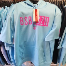 Baseball Lifestyle 101 Hoodie adult extra Large Light Blue Pink Short Sleeve XL