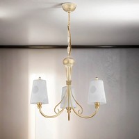 Kronleuchter In Shabby Gold Weiß Glas Schirm Enania Esszimmer Lampe HäNgend