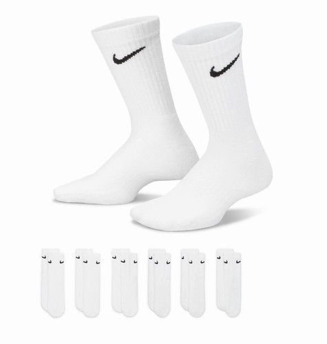 Nike Kids' Performance Cushioned Crew Training Socks (6 Pair) White Small 3Y-5Y