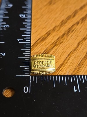 Small Vintage Gold Tone High School Perfect Attendance Honor Award Pin Aad