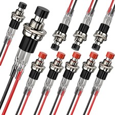 10 PCS Momentary Push Button Switch 1A 250VAC SPST Mini Wire NC Black  Red