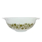 Vintage Pyrex Crazy Daisy Spring Blossom Mixing Bowl #443 White/Green 2.5 Quart