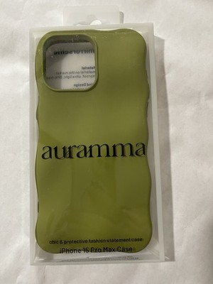 Auramma iPhone 15 Pro Max Case. Green Wavy Design