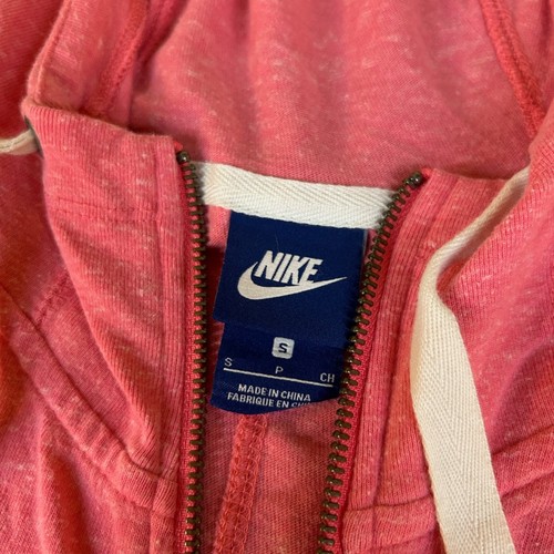 Nike Full Zip Hoodie Just Do It Logo Activewear Jacket Pockets Pink Womens Small - Picture 2 of 11