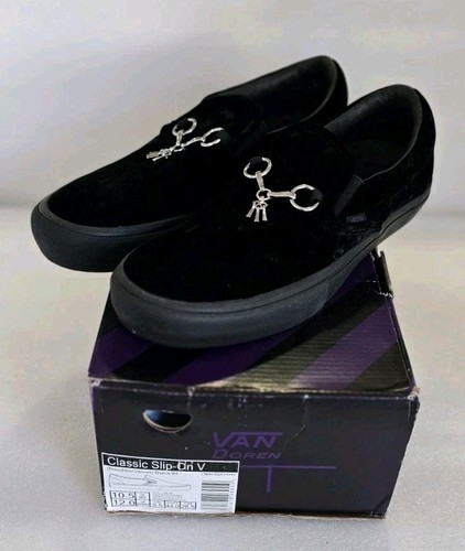 Vans x Needles Classic Slip-On V Black Velvet Bit Loafer Men 10.5/Women 12 New