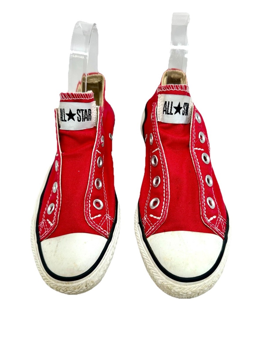 Converse All Star Ox Red Canvas Slip On Laceless Shoes Size