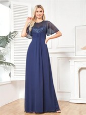 Luxury Bat Sleeve Sequins Formal Evening Dresses Women 2025 Elegant O-Neck Merma