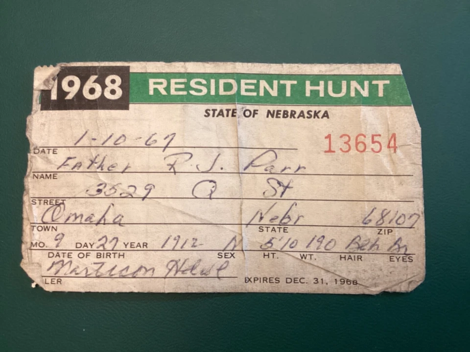 ICOLLECTZONE US RW36 Duck stamp 1969 & Nebraska Hunting stamp on license bright - Image 2 of 2