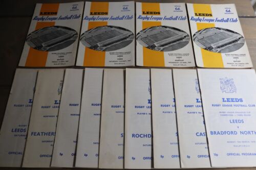 Thirteen LEEDS Rugby League Football Club programmes 1967-1978 Rhinos - Afbeelding 1 van 7