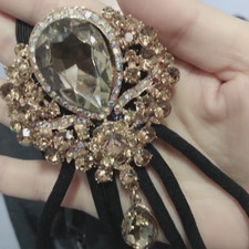 Adjustable Crystal Rhinestone Bow Tie Unisex Fashion Wedding Party Decor Necktie