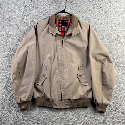 Vintage 60s Penneys Jacket Mens Medium Beige Gripper Zipper Sawtooth Yoke
