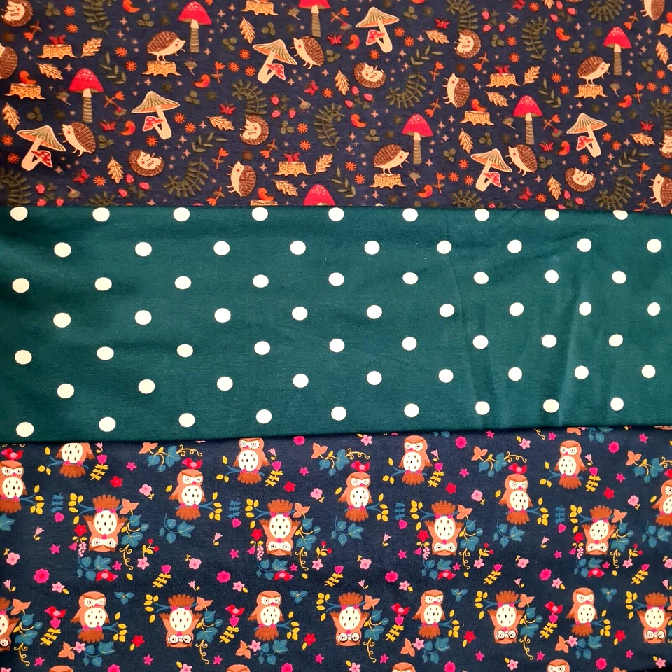 Stoffpaket Herbstmotive 5 Stoffreste Baumwolljersey 30x70cm für Mütze oder Loop - Bild 2 von 4