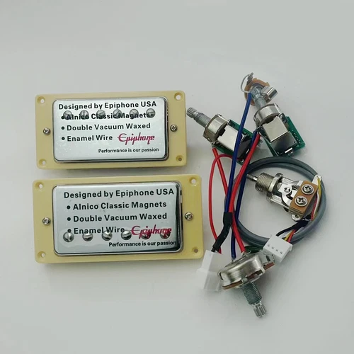 Neck and bridge electric guitar humbucking pickups with 2V1T wiring harness