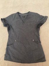 Beyond Scrubs Small Womens Grey Active Stretch Scrub Top Flaw