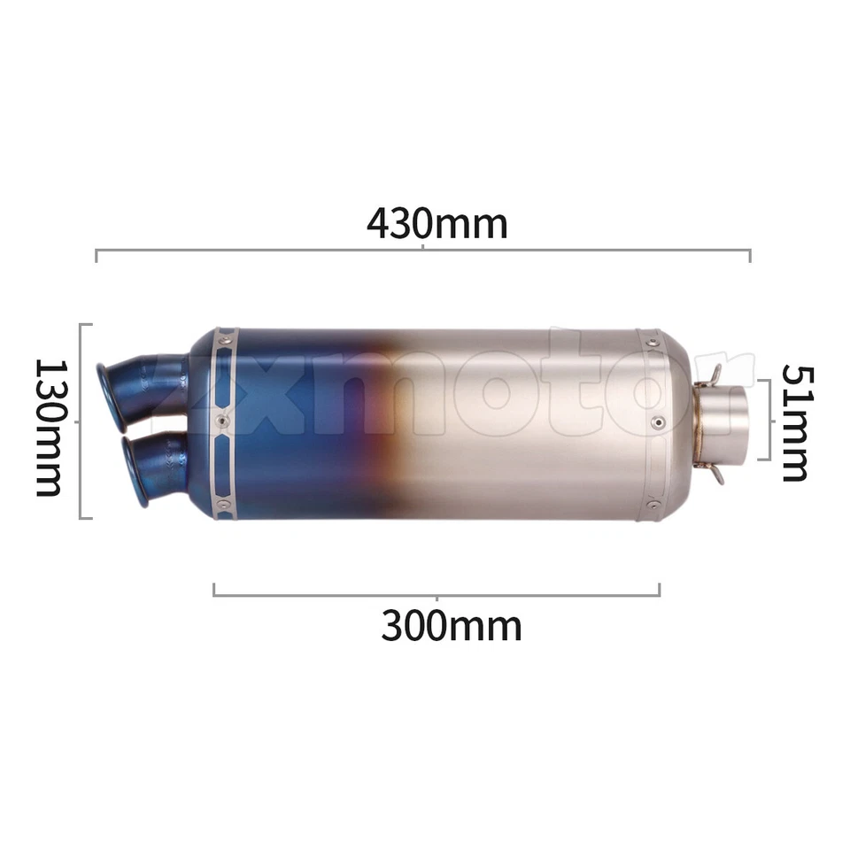 Motorcycles Exhaust Muffler Tail Pipe 430mm 17" Half Blue Dual Outlet DB Killer - Image 2 of 4