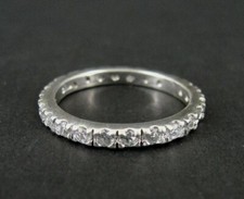 ATI Ring Silver Cubic Zirconia Stones around Band Sterling Silver 925 Size 7