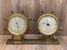 VINTAGE AIRGUIDE BOROMETER DOUBLE SHIP WHEEL WEATHER STATION