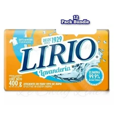 12 Pack LIRIO JABON DE LAVANDERIA / LAUNDRY BAR SOAPS 400g each