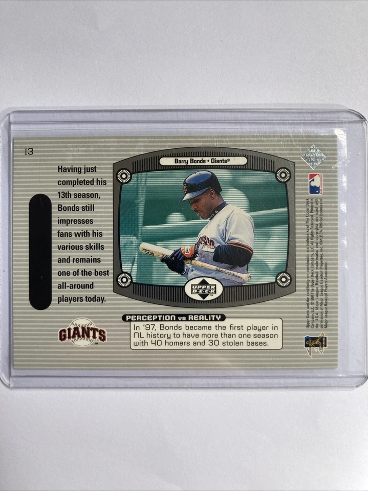 1999 Upper Deck Barry Bonds Immaculate Perception #I3 San Francisco Giants - Image 2 of 2