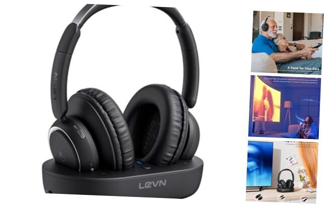 Wireless Headphones for TV Watching, TV Headphones Wireless for Seniors Black-image