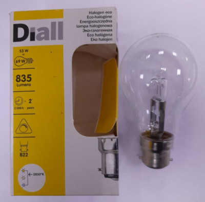 53W GLS A60 Dimmable Clear Halogen Light Bulb BC B22 Bayonet Cap Energy Saving