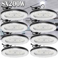 8 Pack 200W UFO Led High Bay Light Commercial Industrial Warehouse Shop Lights