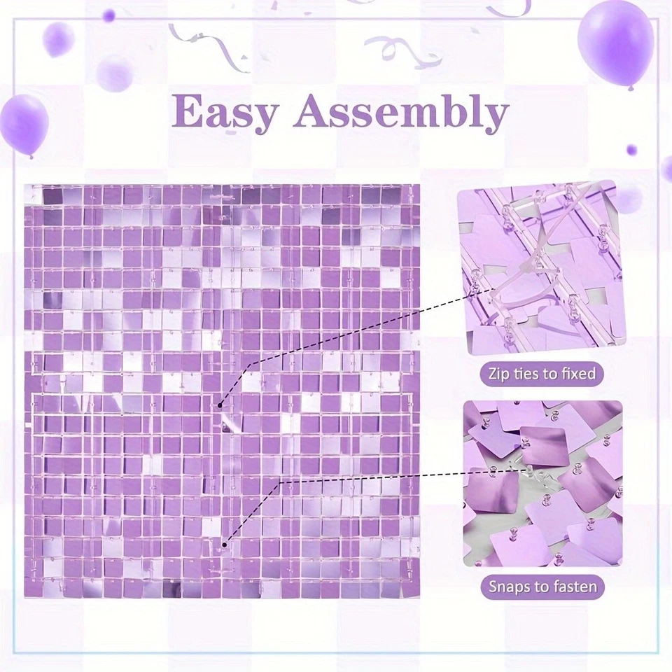 Foto de graduación de Navidad de fondo de pared brillante púrpura claro de 12 piezas de 3 pies x 4 pies Foto 4 de 4