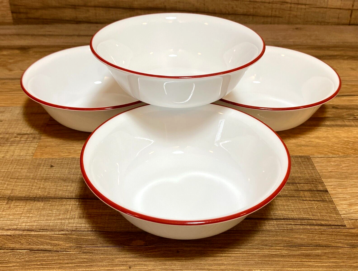 SET OF CORNING CORELLE BANDHANI RED SCROLLS 1/4
