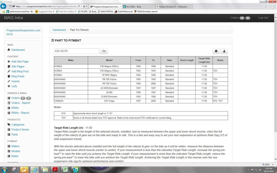 Shocks 430-4227B 12" Progressive Black Honda Magna Kawasaki ZL1000 Yamaha X6   - Image 4 of 4