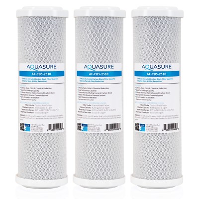 Aquasure Pioneer Series 5 Micron Coconut Shell Carbon Block Water Filter (3X)