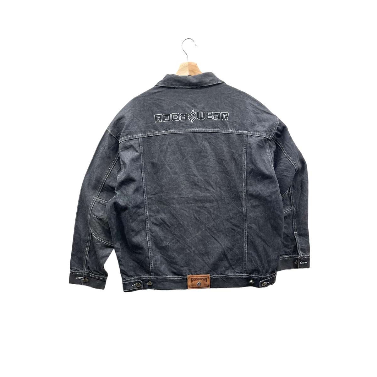 ロカウェア　デニムジャケット　2XL　シャイニーブラック ROCAWEAR ロカウェア デニムジャケット 刺繍 ロゴ 2XL - メルカリ