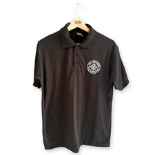 Mens Black Embroidered Short Sleeved Polo Shirt Top Size Medium