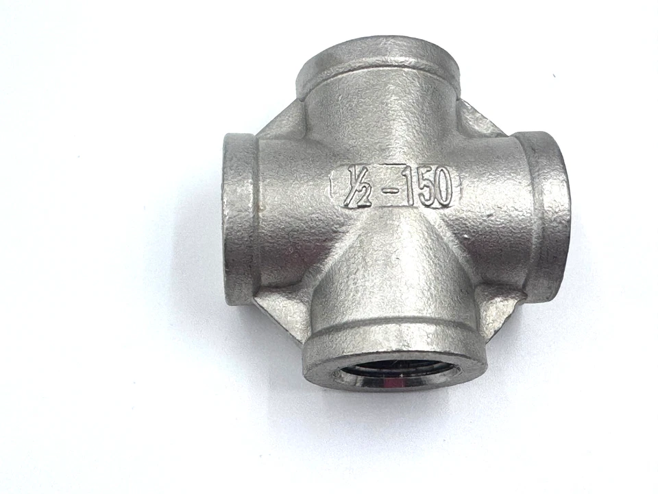 STAINLESS STEEL 4 WAY 1/2" NPT PIPE CROSS UNION HEAVY DUTY CAST CLASS 150 - Image 3 of 3