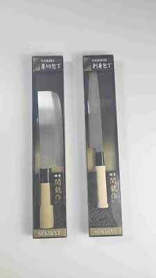 2x Sekiryu Sashimi SR400 & Nikiri SR200 Knife Stanless Steel Wood Handle Japan