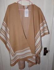 New Time and Tru Women's Brown Stripe Ruana One Size