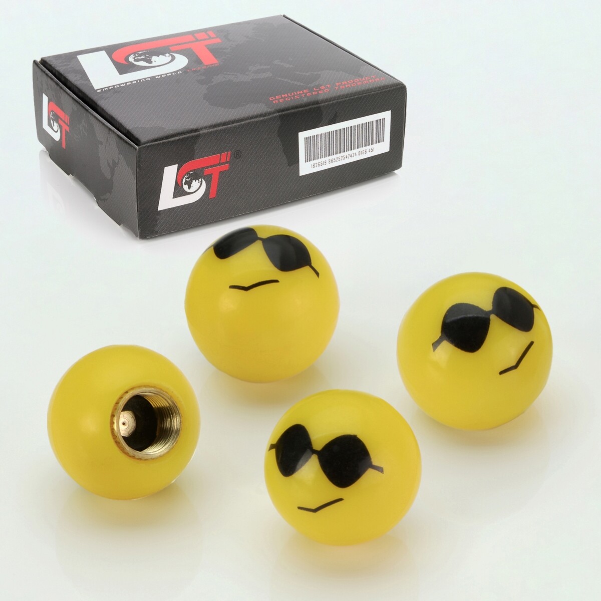 4X Valve Caps Tire Valve Cover Ball Smiley Sunglasses For DAIHATSU