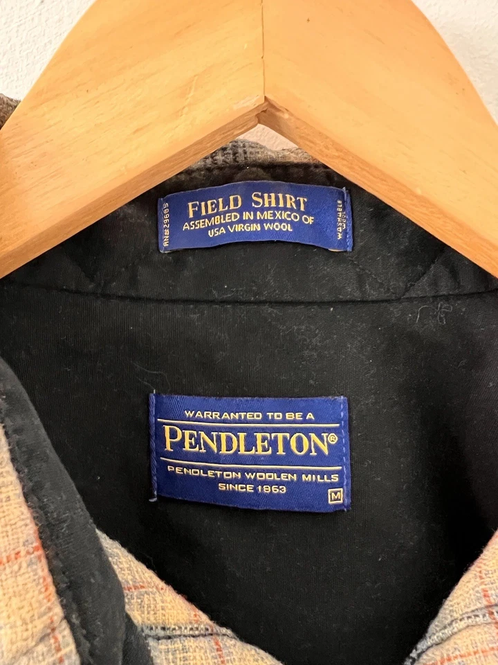 Camisa de campo de lana Pendleton mediana franela a cuadros tostada vintage EE. UU. Foto 3 de 4