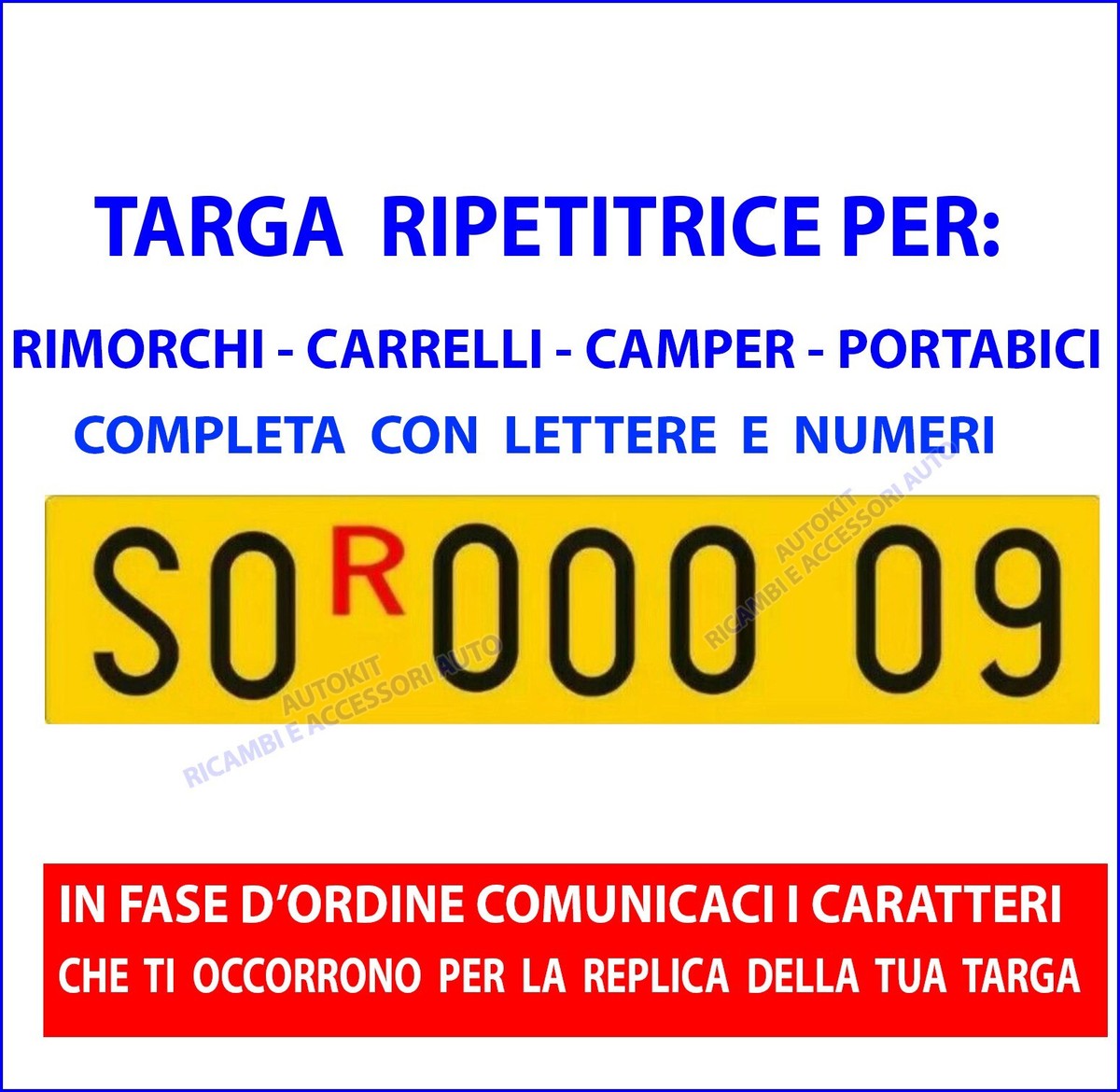 Targa Alluminio Carrelli Targa Ripetitrice Per Rimorchi - In Alluminio, 48x11 Cm, Con Lettere E Numeri Applicati E R Rossa Targa Omologata Rimorchio - Foto 11