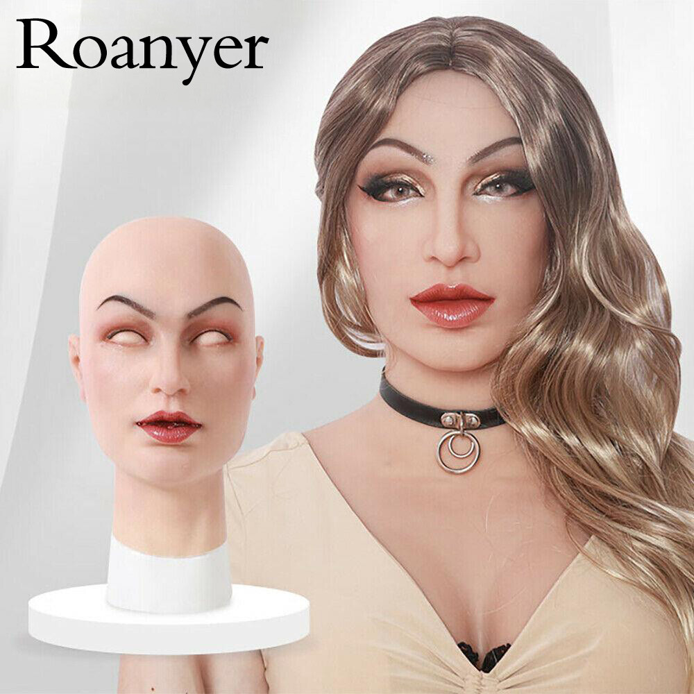 passer Weiche Silikon Realistische weibliche Kopfmaske für Crossdresser