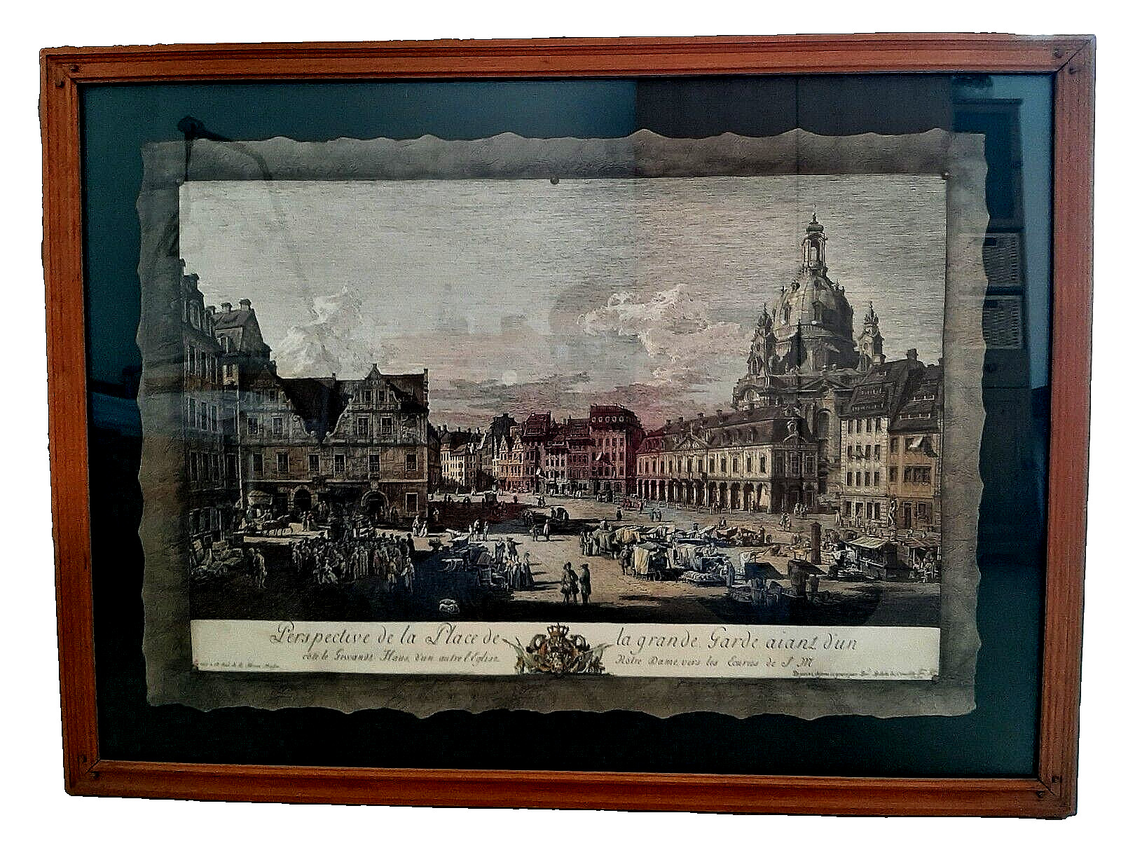 Historisches Bild von Dresden mit Holzrahmen und Glas