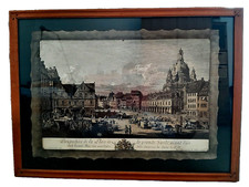 Historisches Bild von Dresden mit Holzrahmen und Glas