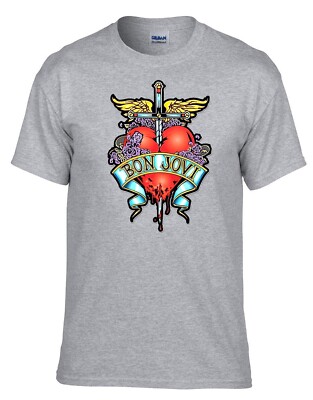 Bon Jovi LOGO Fun Rock Musik Grau Kinder T-Shirt -364_GR-Kids