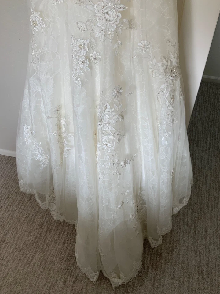 New JUSTIN ALEXANDER #8736 Ivory Bridal Gown Fit Flare Strapless Bead Lace Sz 10 - Image 4 of 4