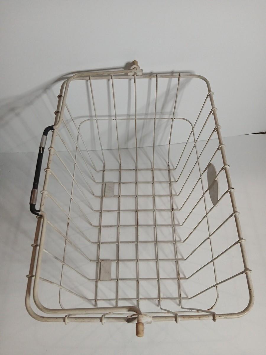 Panier à Vélo Vintage Bell En Métal Blanc Avec Poignée - Environ 40x25x23 Cm