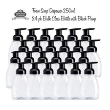 Bulk Clear Bottle Blk Pump Foam Soap Dispenser 250mL 8oz Empty Fabulous Frannie