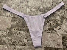 VICTORIA'S SECRET PINK LAVENDER SHIMMER MICRO TINY LOGO SIDE STRAP THONG PANTIES