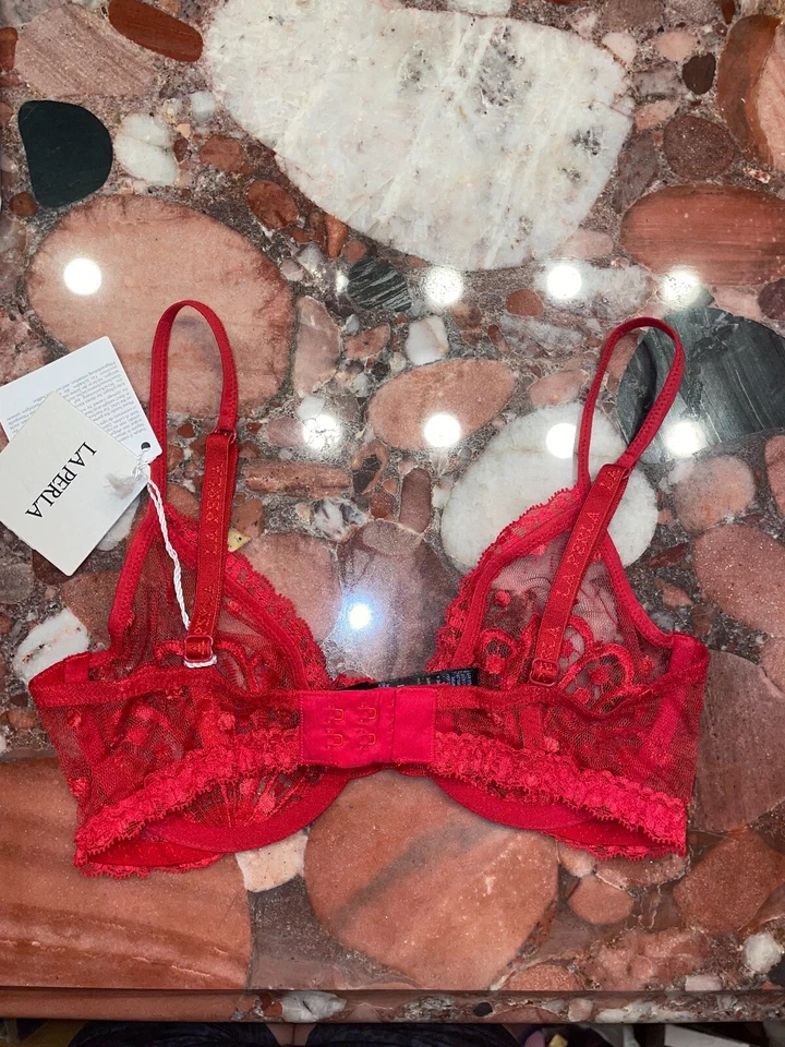 Sujetador La Perla Noche De Viento Rojo Encaje Balconette Sin Forro UW Mujer 32C Nuevo con Etiquetas Foto 2 de 4