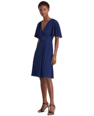 Lauren Ralph Lauren Women's Flutter-Sleeve Georgette Dress Size 6 Blue MSRP $135