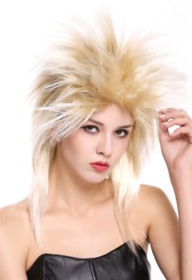 Perücke Damen Herren Karneval 80er Wave Punk Popstar Blond Mix Toupiert