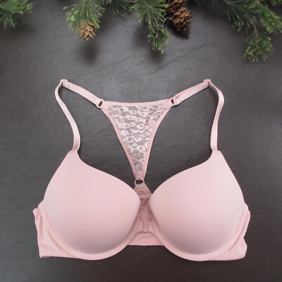 Victoria's Secret Bra 32C Pink Padded Underwire Adjustable Clasp Front